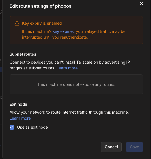 allow exit node